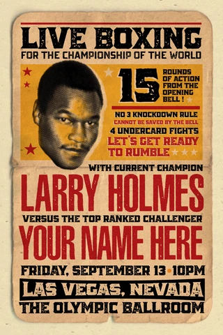 YOUR NAME on a Boxing champ poster vs Larry Holmes - personalized & cool Cover