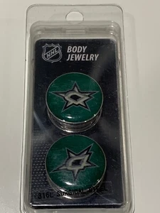 NHL Dallas Stars Surgical Steel Spool Plug Body Jewelry Earrings Size 7/8” New - Picture 1 of 2