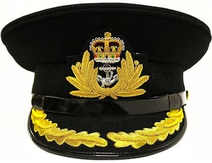 BRAND NEW ROYAL NAVY OFFICER HAT CAP CAPTAIN ( BLACK ) Size 58 - Picture 1 of 5