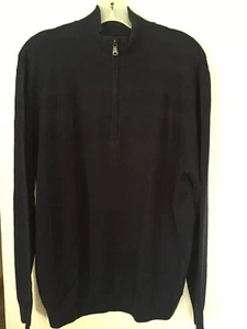 CUTTER BUCK Liberty Navy Douglas Half Zip Lyn Merino Wool Blend Sweater Men M - Picture 1 of 7