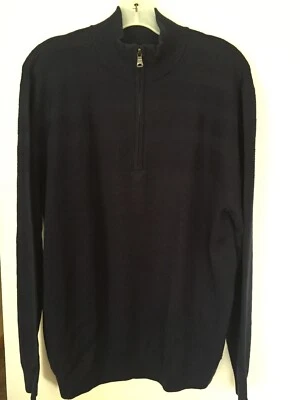 CUTTER BUCK Liberty Navy Douglas Half Zip Lyn Merino Wool Blend Sweater Men M - Image 1 of 4
