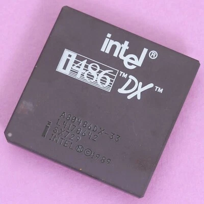 Intel 486 DX 33Mhz Ceramic CPU Processor SX729 A80486DX-33 PGA168 - Image 1 of 3