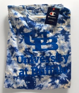 Champion NWT University At Buffalo UB T Shirt Extra Large XL Tie Dye Blue - Picture 1 of 6