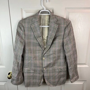 Men's Samuelsohn Beckett Blazer Plaid Gray Pink Wool Silk Size 40R - Picture 1 of 6