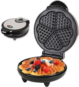 Waffle Maker, Portable Heart Waffle Maker,1200W Non-Stick Heart Waffler Griddle - Picture 1 of 7