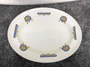 Große Vintage Alfred Meakin ovale Servierplatte/Platte - blau/gelbe Blumen - Bild 1 von 7