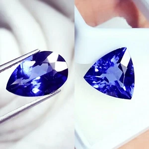 Natural Blue Tanzanite Pair 18.10 Cts Certified Loose Gemstone Tanzanite Gems 19 - Picture 1 of 13