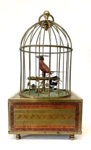 Caja de música jaula pájaro cantor autómata vintage de forma rara - Imagen 1 de 23
