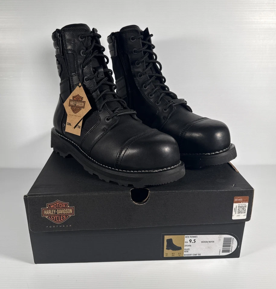 Harley-Davidson Men's Boxbury Composite Toe Black BOOTS Size 11m