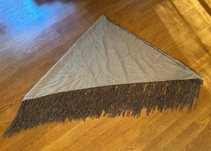 Poncho de cachemir Alonpi bufanda con flecos beige rico fino Italia italiano - Imagen 1 de 7