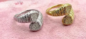 Anello cuore zirconato regolabile acciaio - Picture 1 of 4