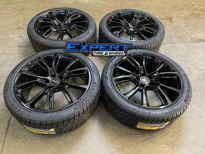 22" SRT JEEP TRACKHAWK GLOSS BLACK WHEELS RIMS TIRES GRAND CHEROKEE DURANGO FIT - Image 1 of 3
