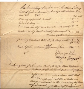 US EMBOSSED REVENUE RM 128 -ON C ERTIFIED ESTATE INVENTAR- 11.9.1798 - Bild 1 von 4