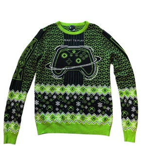Xbox Ugly Christmas Sweater Men's XS Black Gamer Green Controller Holiday Knit - Picture 1 of 6