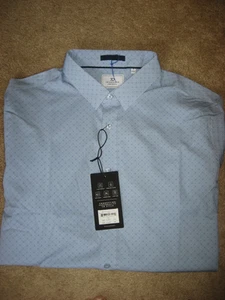 Mens NWT Lt Blue Pindot 7 DIAMONDS Stretch Long Sleeve Shirt XL - Picture 1 of 1