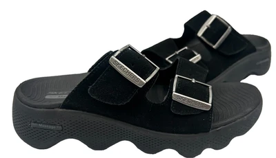 Sandalias Skechers para mujer Go Walk masaje ajuste inmerso deslizable negras talla: 8 145I Foto 1 de 4