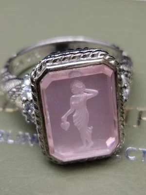 Anillo Judith Ripka .925 Plata Esterlina Rosa Vidrio Dama Intaglio Talla 8  Foto 1 de 4