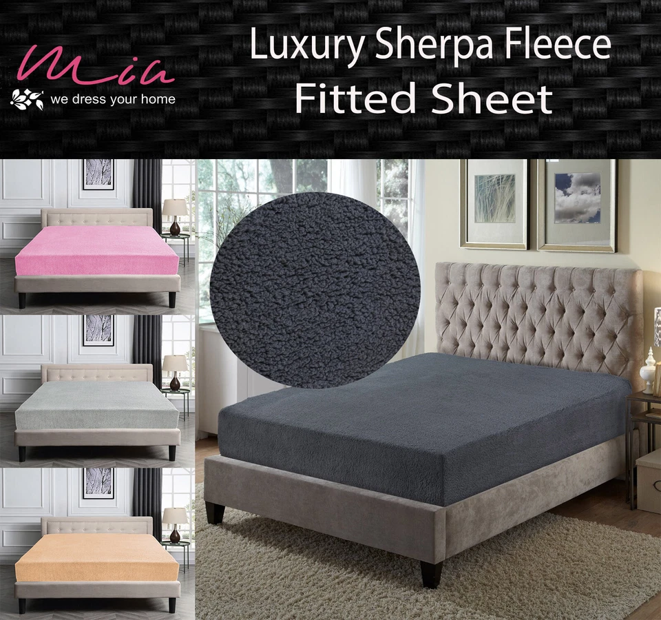 EXTRA DEEP TEDDY BEAR FLEECE FITTED SHEET 30CM WARM BED SHEET DOUBLE KING SIZE