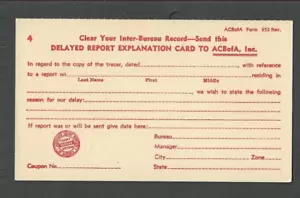 Carte de crédit ca 1952 St Louis Mo retardée et explication pour rapport de crédit - Photo 1/1