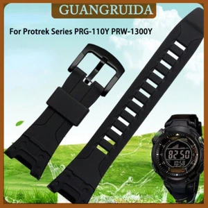 Silicone Watch Band Fit For Casio Protrek Series PRG-110Y PRW-1300Y Watch Strap - Picture 1 of 8