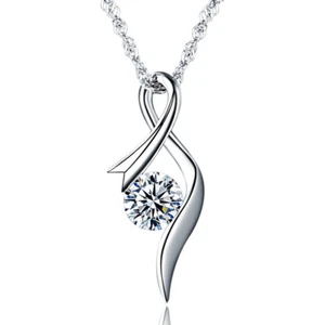 Damen Halskette Silber 925 Zirkonia Frauen Kette Herz Geschenk - Bild 1 von 5