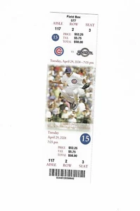 Chicago Cubs vs Milwaukee Brewers unbenutztes Baseball Ticket vom 29.04.2008 - Bild 1 von 2