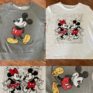 Disney Girls Mickey Mouse Sweatshirt & Tshirt Set Size Large Sequin - Picture 1 of 10