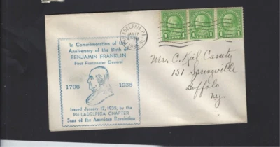 USA- 1935-FDC-FRANKLIN-1 C GREEN-F-#127 - Image 1 of 2