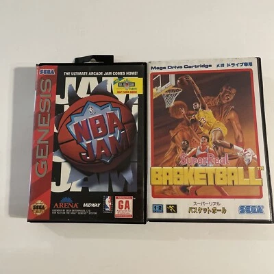 Sega Genesis Video Games Super Real Basketball Japanese, NBA Jam Manuals & Cases - Image 1 of 4