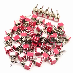 Mini interruptor de palanca SH T8011 6 pines DPDT 2 posiciones enganche encendido 50 piezas - Imagen 1 de 5