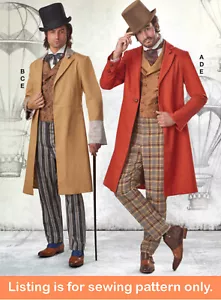 PATRÓN DE COSTURA Para hombres Disfraz Traje Abrigo Chaleco - Victorian Bridgerton Steampunk 8185 - Imagen 1 de 3