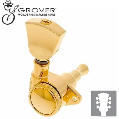 NEW Grover 502 LOCKING Tuners 3x3 Modern Gibson Les Paul KEYSTONE Buttons GOLD - Image 1 of 4