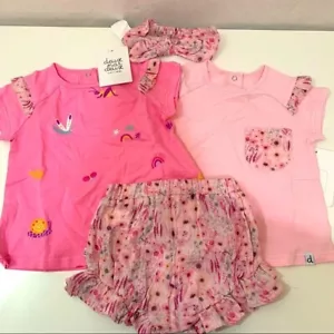 Deux par deux 2Y Toddler Girl Shirt & Short Set in Spring Floral Pink - Picture 1 of 9