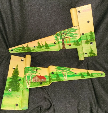 2 HINGES HEAVY HAND PAINTED BARN GATE SIGNED COUNTRY FARMHOUSE RUSTIC VTG RETRO Cover