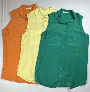 Equipment Femme Women’s 100% Silk Button Down Sleeveless Blouse Size S Lot Of 3 - Picture 1 of 19