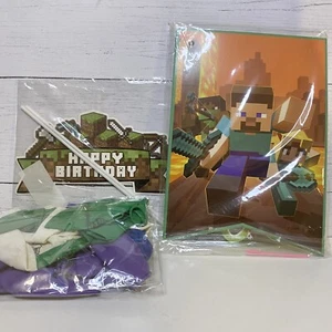 Minecraft Birthday Party Supplies, Balloons, Cake Topper - Picture 1 of 4