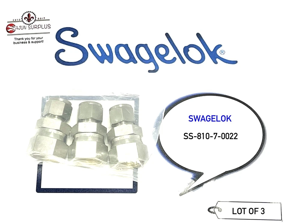 Qty:3 New, Swagelok SS-810-7-0022 Coupling Fitting 366A2358P002 Connector Tube - Image 1 of 1
