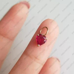 4,5,6,7mm Heart Ruby Charm for Pendant, Necklace, Hoop, Earring 14k Yellow Gold - Picture 1 of 5