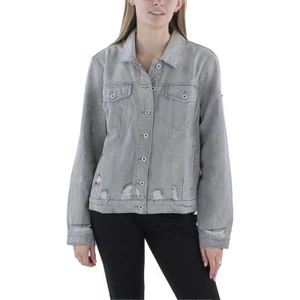 Jessica Simpson Womens Reagan Gray Relaxed Denim Jacket Coat M BHFO 0661 - Picture 1 of 2