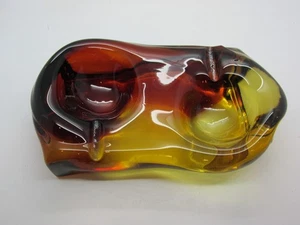 Vintage Mid-Centtury BLENKO Thick Heavy Art Glass Double Wells Ashtray RARE - Picture 1 of 9