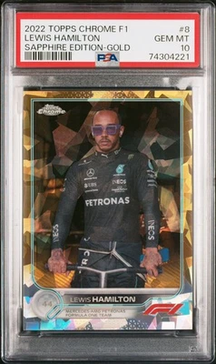 2022 Topps Chrome Sapphire F1 Lewis Hamilton Gold /50 PSA 10 - Image 1 of 2