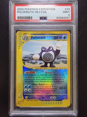 PSA 9 Poliwrath Reverse Holo 24/165 - Expedition Rare E Series Pokemon Card - Image 1 of 2