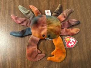 Juguete de peluche Ty Beanie Babies "Claude" The Crab 1996 nuevo etiqueta original 8" PE pellets - Imagen 1 de 7