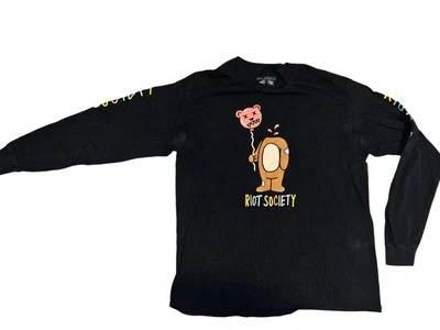 Riot Society Men's sz L 100% Cotton Rainbow Balloon Bear Long Sleeve - Image 1 of 4