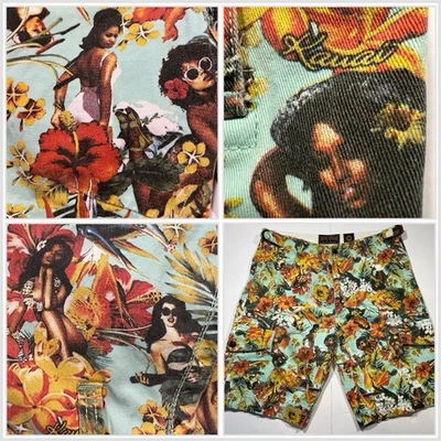 AKOO BRAND Kauai Hawaiian Sunsets And Dragonflies Girls Cargo Shorts Men’s Sz 36 - Image 1 of 4