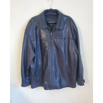 De colección Máximo Luciano Milán Italia Para hombres Cuero Negro Cremallera 2 Bolsillos XL Foto 1 de 4