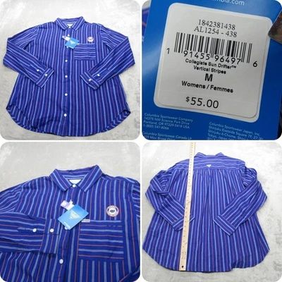 Camisa Florida Gators Mujer Mediana Azul Columbia PFG Rayas Manga Larga NUEVA Foto 1 de 4