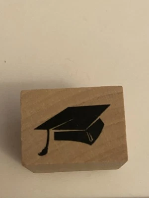 Nuevo sello de goma montado en madera con tapa de graduación de recuerdos RS65 Foto 1 de 3