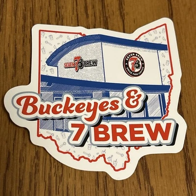 "Seven Brew Drive-Thru Coffee Ohio State pegatina The Buckeyes & 7 Brew 3""x 3 1/4""" Foto 1 de 4
