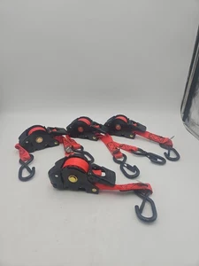 (4 Stück) Rhino Red einziehbare Ratschengurte 1" Zoll x 10' - Bild 1 von 2